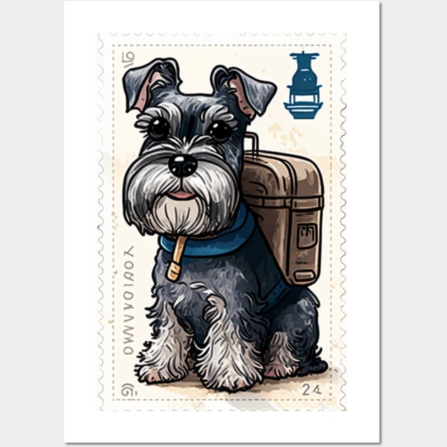 Schnauzer Stamp 2 - Postage Stamp Series Wall Art by SLMGames